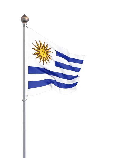Uruguayská Vlajka Fouká Větru Textura Pozadí Prostorové Vykreslování Vlnění Vlajky — Stock fotografie