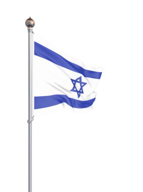 İsrail bayrağı rüzgarda esiyor. Arka plan dokusu. 3d render, dalga. - Beyaz üzerine Yalıtılmış İllüstrasyon