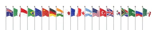 Sventolando Bandiere Paesi Membri Del Gruppo Dei Venti Big G20 — Foto Stock