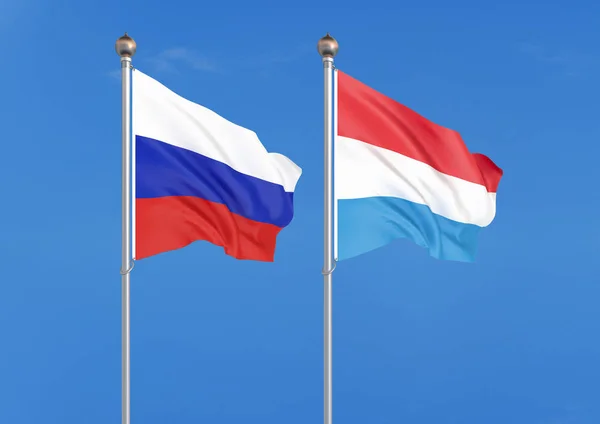 Rusland Luxemburg Dikke Gekleurde Zijdeachtige Vlaggen Van Rusland Luxemburg Illustratie — Stockfoto