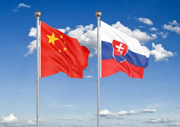 China Slovakia Thick Colored Silky Flags European Union Belgium Illustration — Stock Photo, Image