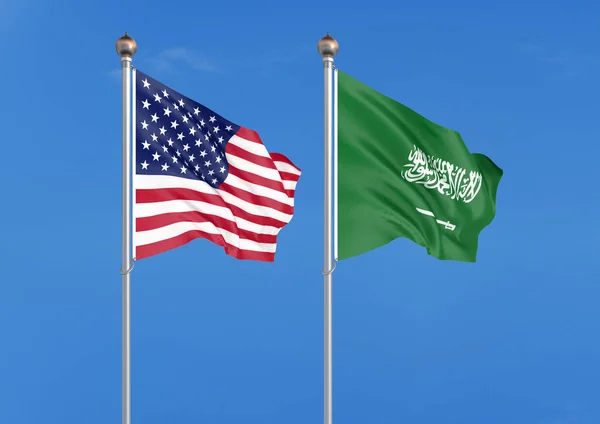 Vereinigte Staaten Von Amerika Gegen Saudi Arabien Dicke Farbige Seidene — Stockfoto