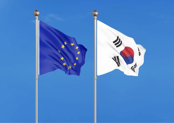 Avrupa Birliği Güney Kore Karşı Avrupa Birliği Güney Kore Kalın — Stok fotoğraf