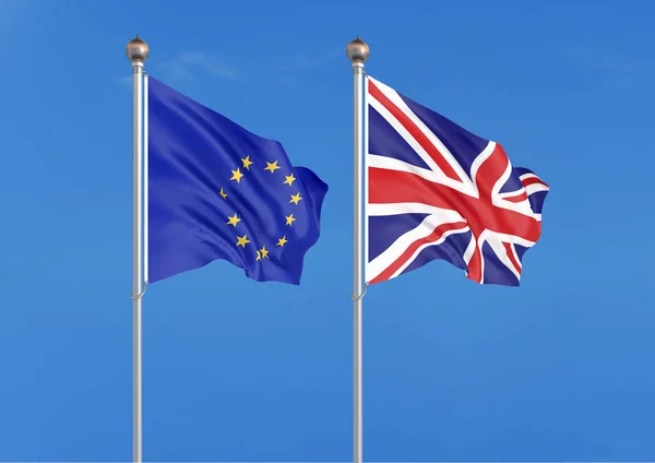 European Union United Kingdom Thick Colored Silky Flags European Union — Stock Photo, Image