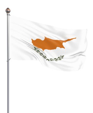 Kıbrıs bayrağı rüzgarda. Arka plan doku. 3D render, dalga. -İllüstrasyon