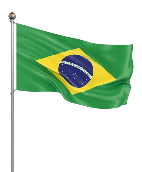 Bandera Brasil Soplando Viento Textura Fondo Renderizado Ondeando Bandera Ilustración — Foto de Stock