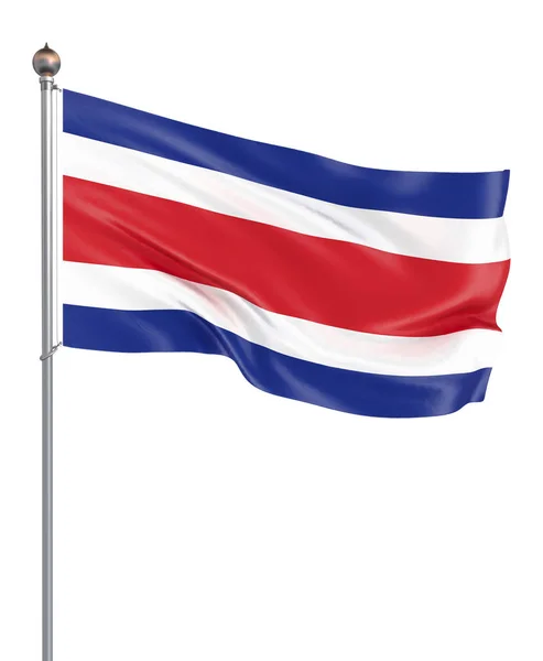 Флаг Коста Рики Дует Ветру Фон Текстуры Рендеринг Размахивание Флагом — стоковое фото