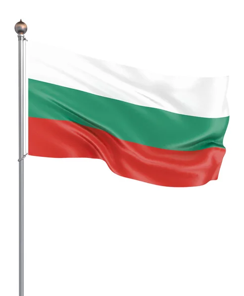 Die Bulgarische Flagge Weht Wind Hintergrund Textur Isoliert Auf Weiß — Stockfoto