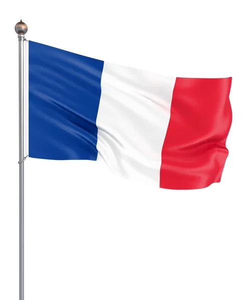 Francouzská Vlajka Foukala Větru Textura Pozadí Prostorové Vykreslování Vlna Euro — Stock fotografie
