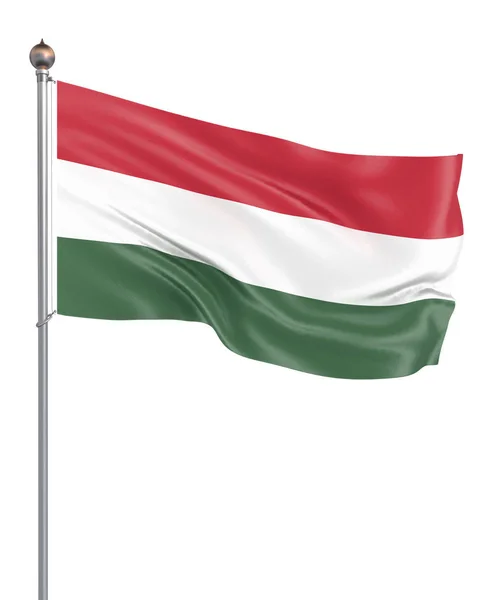 Węgry Flaga Dmuchanie Wiatr Tekstura Tła Renderowanie Fala Izolowane Białym — Zdjęcie stockowe