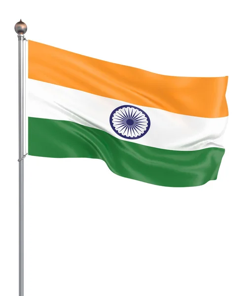 Bandera India Soplando Viento Textura Fondo Representación Onda Ilustración Ilustración — Foto de Stock