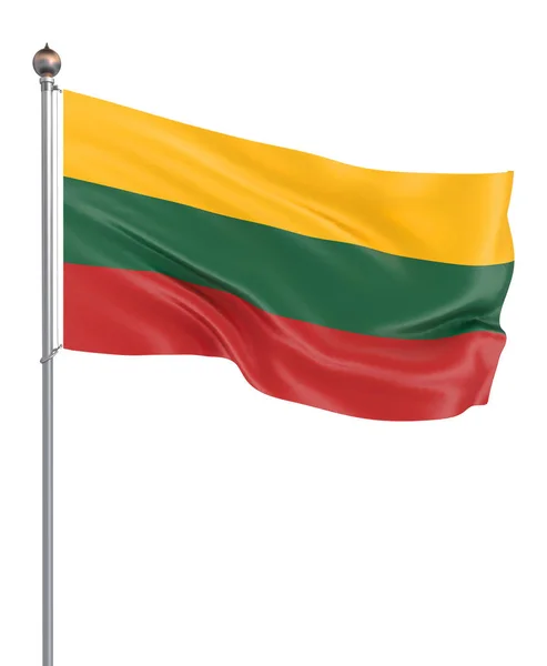 Lithuania Flag Blowing Wind Background Texture Rendering Wave Isolated White — Stock Photo, Image