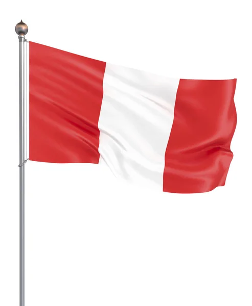 Bandera Perú Soplando Viento Textura Fondo Representación Aislado Blanco Ilustración — Foto de Stock
