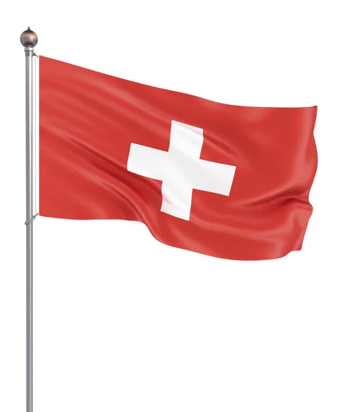 Switzerland Flag Blowing Wind Background Texture Rendering Wave Illustration Isolated — Stock Photo, Image