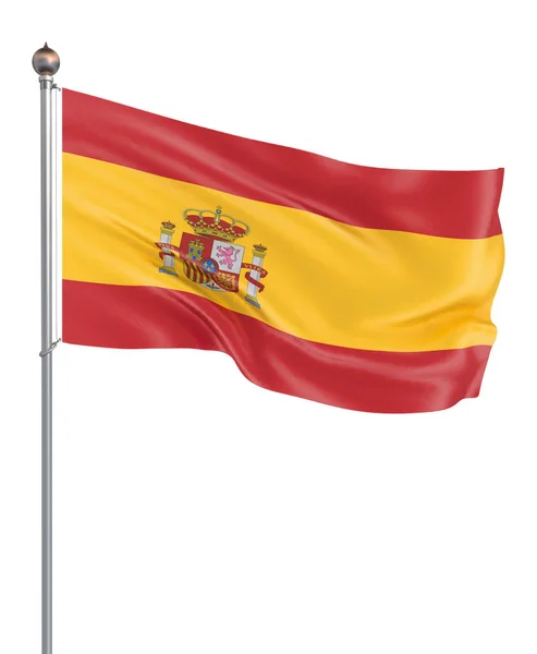 Spain Flag Blowing Wind Background Texture Rendering Wave Isolated White — Stock Photo, Image