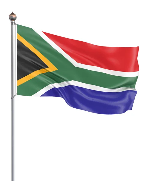 Vlag Van Zuid Afrika Waait Wind Achtergrond Textuur Rendering Zwaaiende — Stockfoto