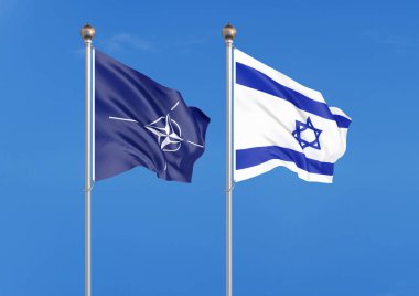 İki sallama bayrakları. -3D illüstrasyon. -İllüstrasyon