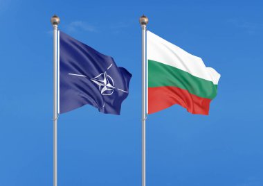 İki sallama bayrakları. -3D illüstrasyon. -İllüstrasyon