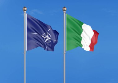 İki sallama bayrakları. -3D illüstrasyon. -İllüstrasyon