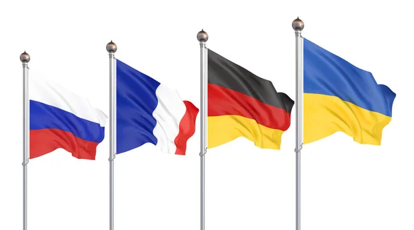 Flags France Germany Russia Ukraine Normandy Format Meeting Eastern Ukraine — Stock Photo, Image