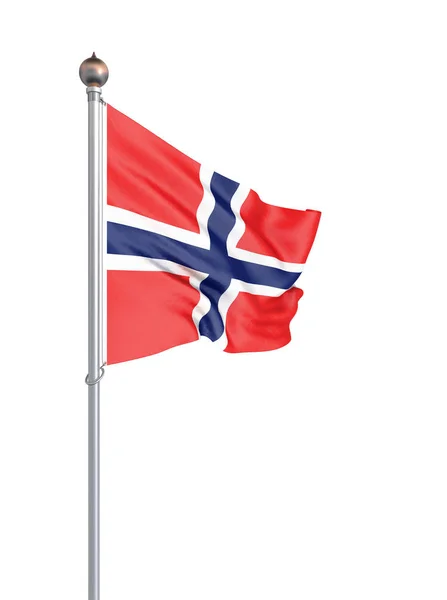 Norge Flagga Blåser Vinden Bakgrundsstruktur Rendering Wave Illustration Isolerad Vitt — Stockfoto