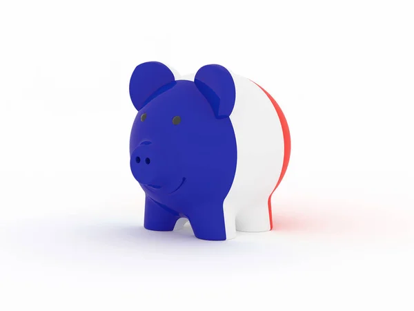 Financiën Geld Besparen Piggy Bank Witte Achtergrond Frankrijk Vlag Illustratie — Stockfoto