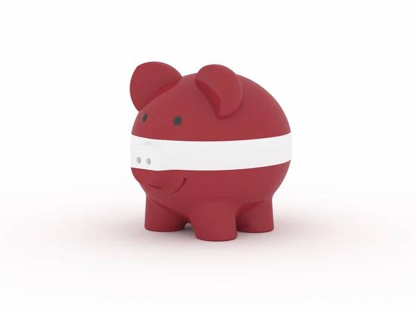 Financiën Geld Besparen Piggy Bank Witte Achtergrond Letland Vlag Illustratie — Stockfoto