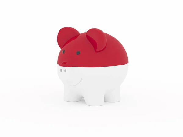 Finance Saving Money Piggy Bank White Background Indonesia Flag Illustration — Stock Photo, Image