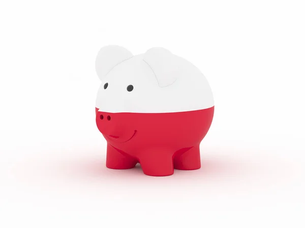 Financiën Geld Besparen Piggy Bank Witte Achtergrond Vlag Van Polen — Stockfoto