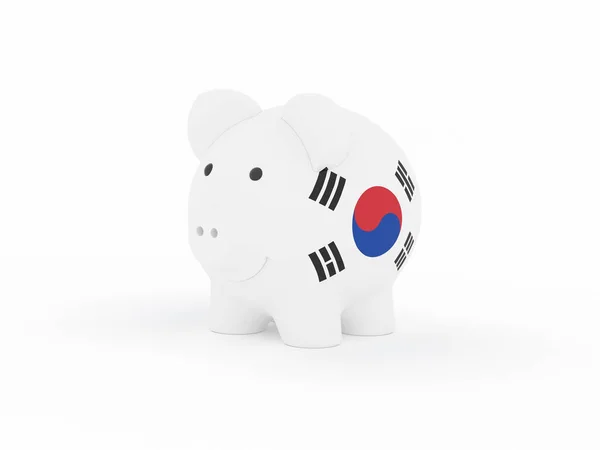 Finans Para Tasarrufu Beyaz Arka Plandaki Kumbara Güney Kore Bayrağı — Stok fotoğraf