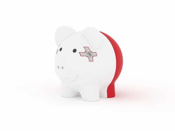 Financiën Geld Besparen Piggy Bank Witte Achtergrond Vlag Van Malta — Stockfoto