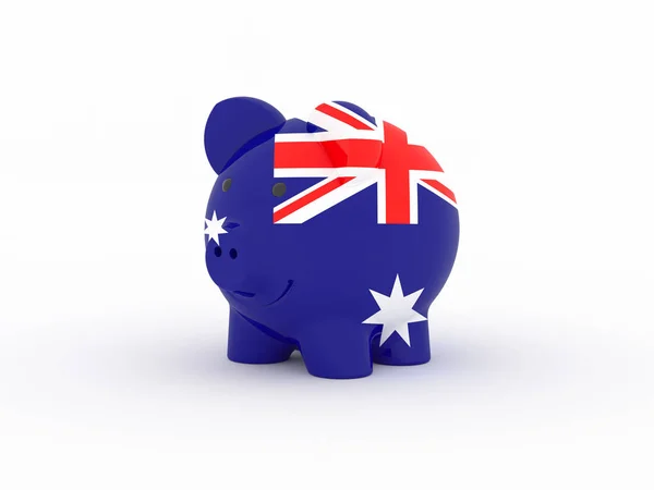 Finanzen Sparen Sparschwein Auf Weißem Hintergrund Australische Flagge Illustration — Stockfoto