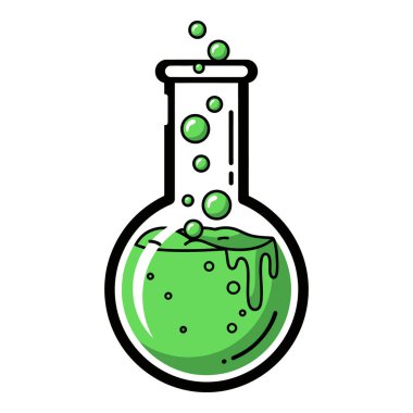 Yuvarlak Dipteki Şişede Yeşil Baloncuk İksiri