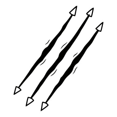 Çizikleri temsil eden ok ucu uçlu çapraz çizgiler