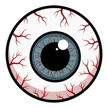 Ürkütücü Gerçekçi Kırmızı Damarlı İnsan Gözü Mavi Göz ve Siyah Göz Gözbebeği