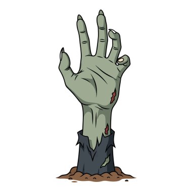 Zeminden uzanan Yeşil Zombi Eli Ürkütücü Cadılar Bayramı Grafiği