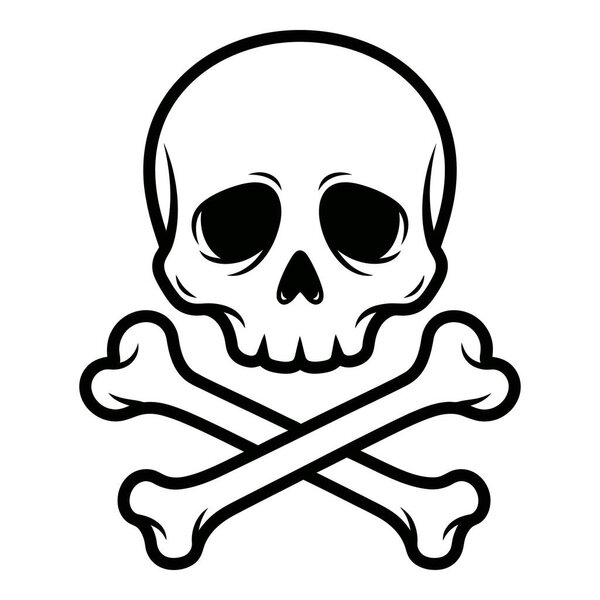 Классический символ черепа и перекрестных костей, представляющий опасность и смертность
