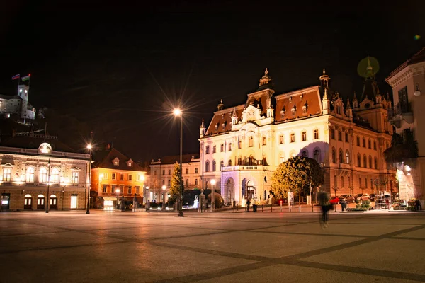 Ljubljana City Center Night — Stock Photo, Image