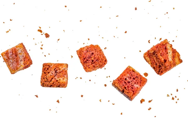Bröd Kex Med Kryddor Isolera Vit Bakgrundsmönster — Stockfoto
