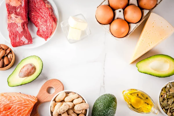 Ketogeen Lage Koolhydraten Dieet Concept Gezonde Evenwichtige Voeding Met Een — Stockfoto