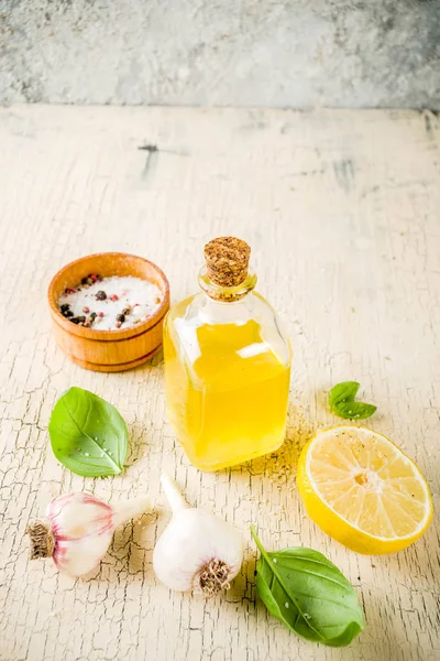 Hierbas Frescas Especias Limón Para Cocinar Espacio Copia Anterior Preparación — Foto de Stock