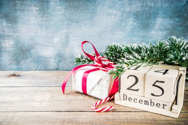 Ahşap takvim, Noel Hediyelik ve dekorasyon, kopya alanı Noel kutlama kavramı ile eski tarz