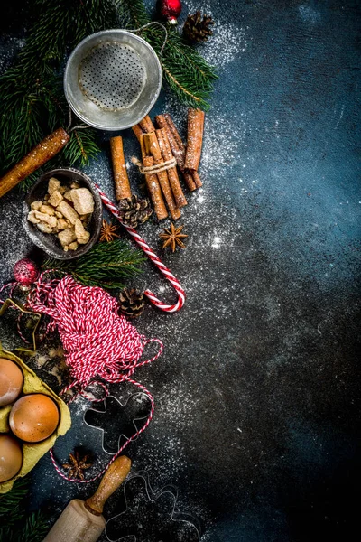 Fondo Hornada Navidad Con Ingredientes Para Cocinar Navidad Hornear Fondo — Foto de Stock