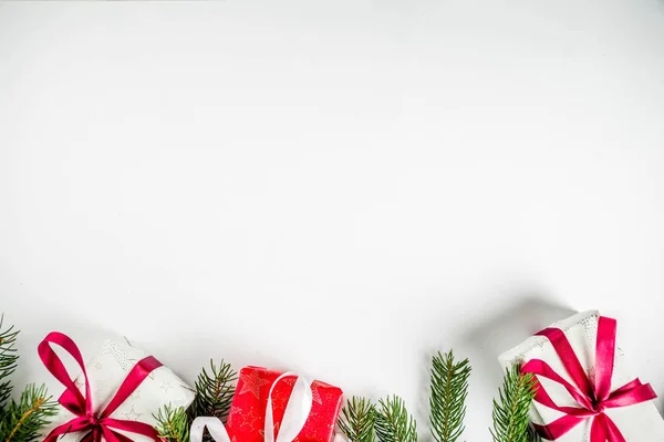 Fondo Navidad Para Tarjeta Felicitación Con Ramas Árbol Navidad Decoración —  Fotos de Stock