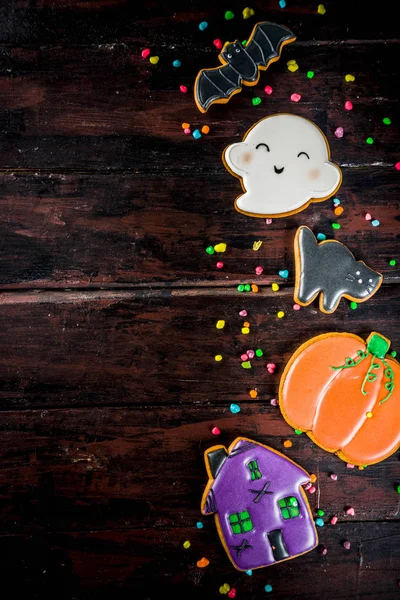 Pasticceria Tradizionale Halloween Biscotti Divertenti Piacere Dei Bambini Fantasma Zucche — Foto Stock