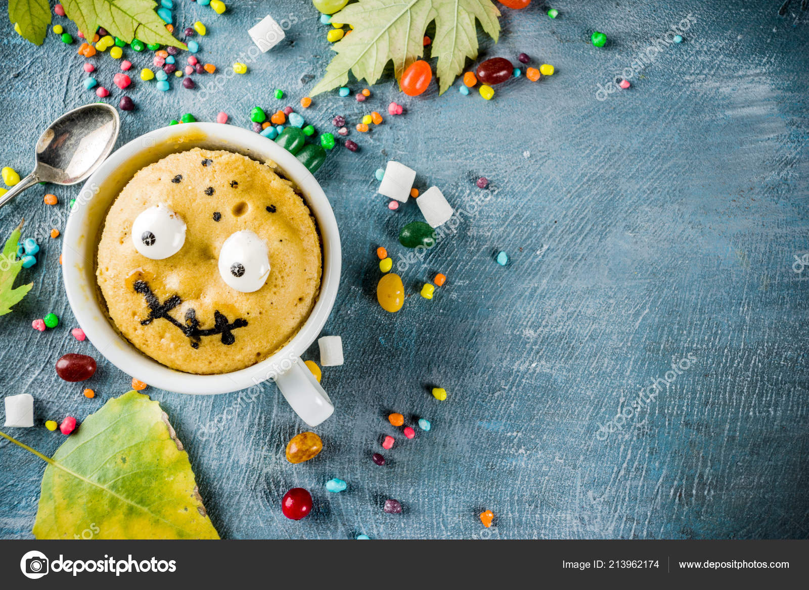 Kids Halloween Food Idea Funny Mug Cake Decorate Monster Face