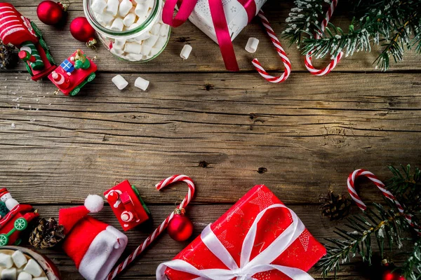 Classic Sfondo Natale Ornamenti Albero Natale Rami Giocattoli Capodanno Bambini — Foto Stock