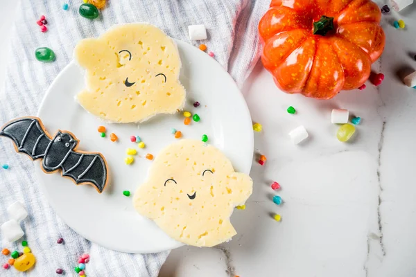 Kinder Frühstück Oder Snack Idee Lustige Gespenst Sandwiches Halloween Mit — Stockfoto