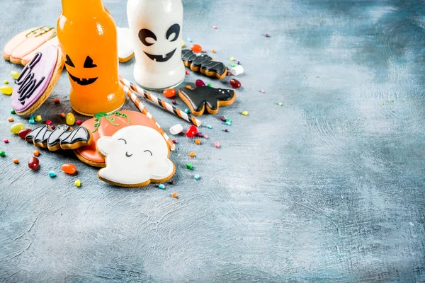 Doces Para Crianças Para Halloween Biscoitos Caseiros Engraçados Vários Doces — Fotografia de Stock