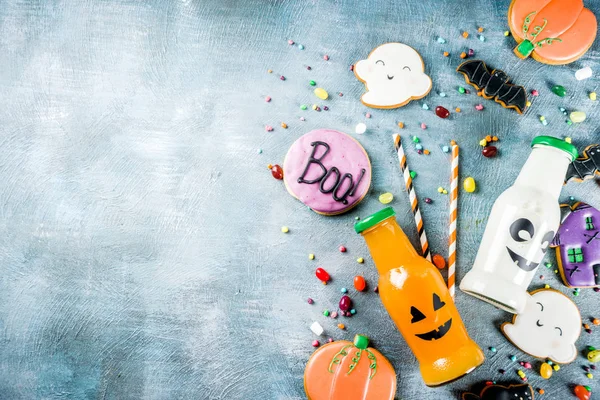Doces Para Crianças Para Halloween Biscoitos Caseiros Engraçados Vários Doces — Fotografia de Stock